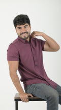 Camisa Chalis cuello Clasico Borgoña