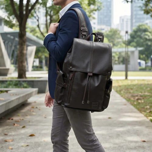 BOLSO HOMBRE NEGRO EN CUERO KEV