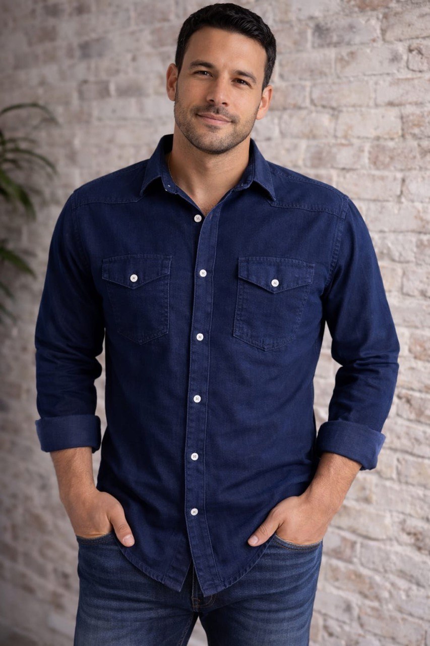Camisas jeans manga larga N85